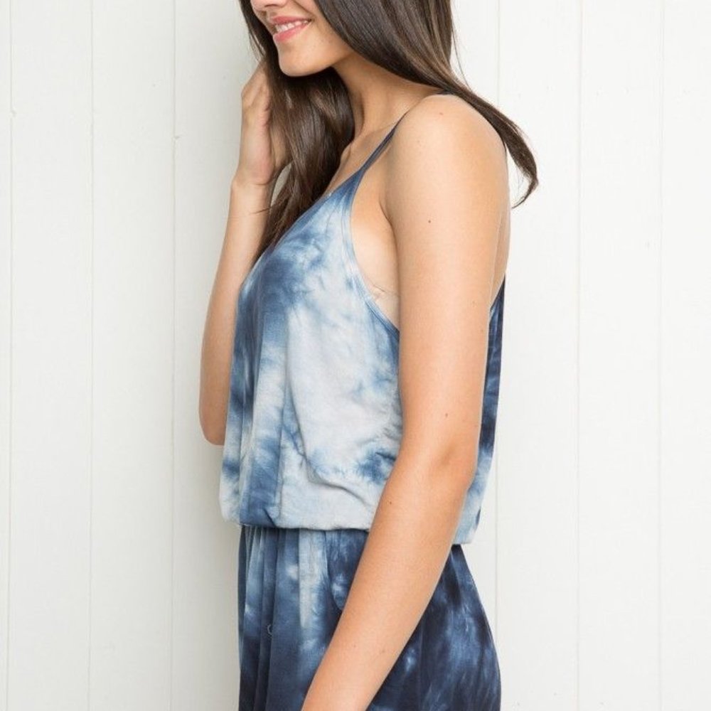 BRANDY MELVILLE Blue Tie Dyed Joyce Romper O/S NEW - Picture 3 of 4